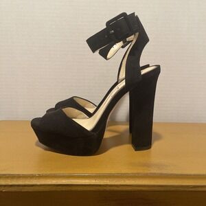 Brand New Jessica Simpson Block Heel Platform Sandal Black suede SZ 5M